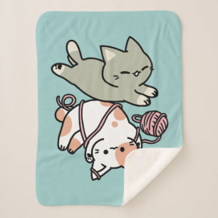 Cobertor Sherpa Patas e Brincadeiras – Ilustração de Gato Adorável