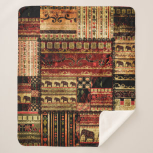 Cobertor Sherpa Patchwork african standard grunge impressão