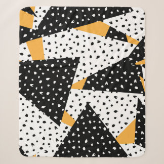 Cobertor Sherpa Patchwork de pontos mínimos: preto branco amarelo