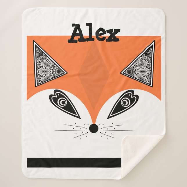 Cobertor Sherpa Patchwork Fox, applique Fox, Fox, Crianças (Frente)