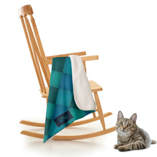 Cobertor Sherpa Patchwork Quilt - Teal / Turquoise - iniciais próp