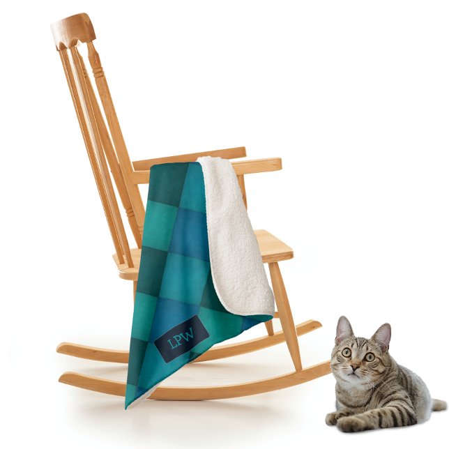 Cobertor Sherpa Patchwork Quilt - Teal / Turquoise - iniciais próp (Criador carregado)