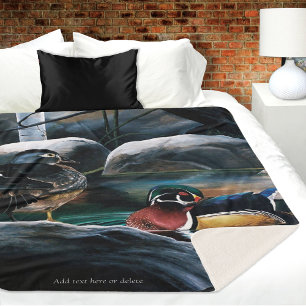 Cobertor Sherpa Patos Selvagens Casal Lago Natureza Vida Selvagem