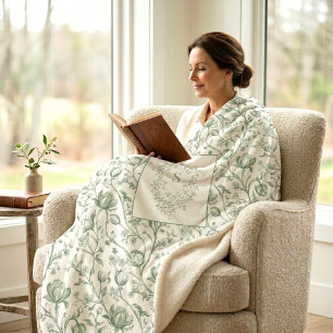 Cobertor Sherpa Patrimônio Luxo Sage Francês Toile Monograma Crist