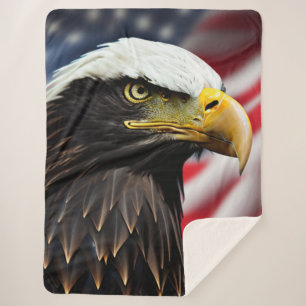 Cobertor Sherpa Patriótico/Águia/Americano/EUA