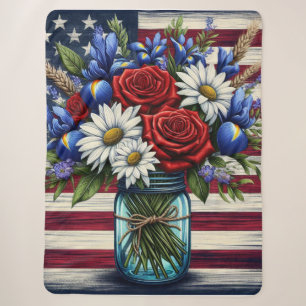 Cobertor Sherpa Patriótico, floral Americano angustiado