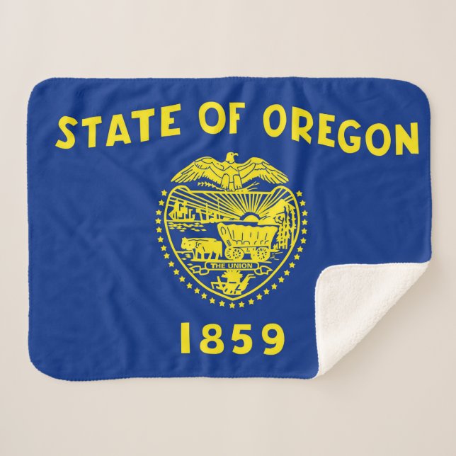 Cobertor Sherpa Patriótico Impressão do Estado do Oregon (Frente (Horizontal))