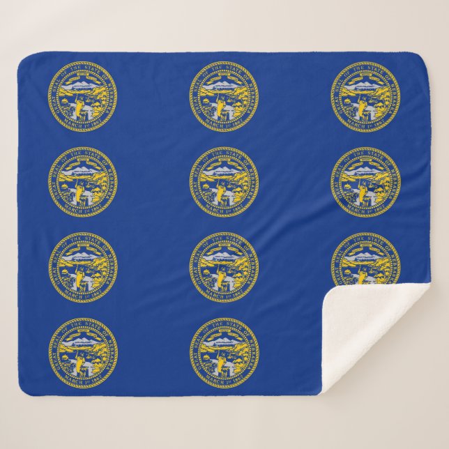 Cobertor Sherpa Patriótico Sherpa Blanket com bandeira de Nebraska (Frente (Horizontal))