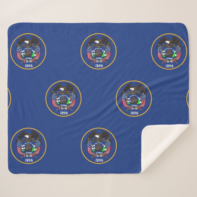 Cobertor Sherpa Patriótico Sherpa Blanket com bandeira de Utah (Frente (Horizontal))