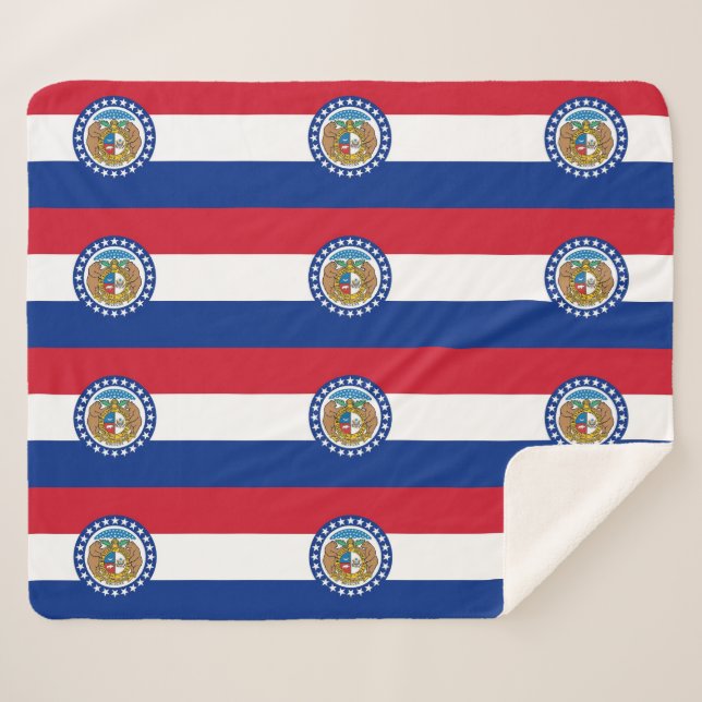 Cobertor Sherpa Patriótico Sherpa Blanket com bandeira do Missouri (Frente (Horizontal))