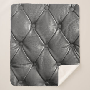 Cobertor Sherpa pattern of black genuine leather texture using as