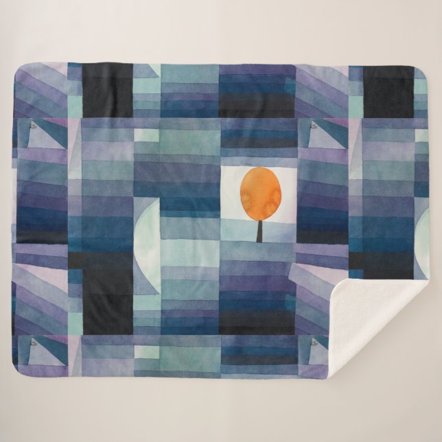 Cobertor Sherpa Paul Klee Abstrato Tree Blue Painting (Frente (Horizontal))