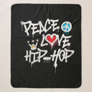 Cobertor Sherpa Peace Love Hip Hop Dancing