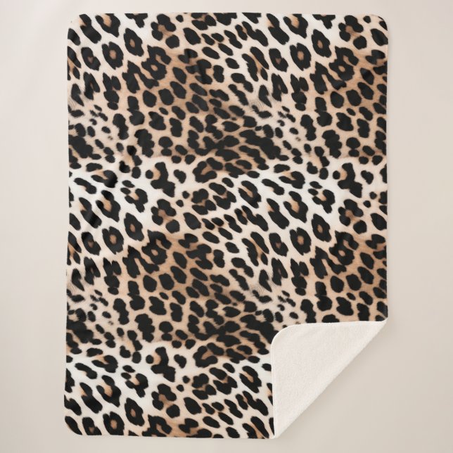 Cobertor Sherpa Peach Black Cream Lepard (Frente)
