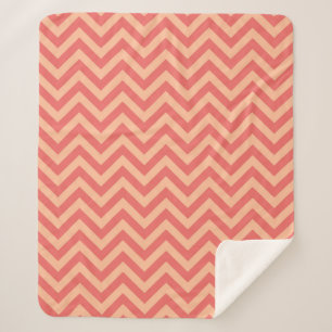 Cobertor Sherpa Peach e Cranberry Chevron