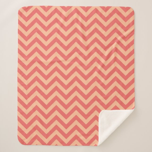 Cobertor Sherpa Peach e Cranberry Chevron (Frente)
