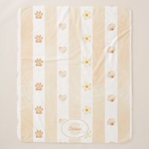 Cobertor Sherpa Peach e White Stripe - Corações, Flor, Impressão d