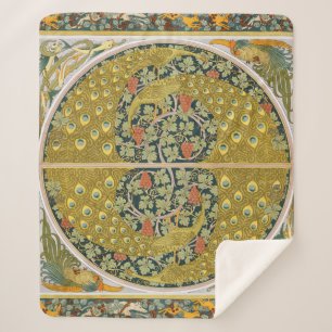 Cobertor Sherpa Peacock Art Nouveau Estilo redondo intrincado desi