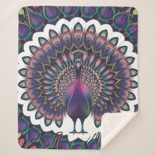 Cobertor Sherpa Peacock Cósmico Mandala Fleece Blanket