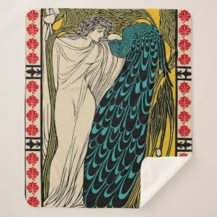 Cobertor Sherpa Peacock Fine Art Bird Nouveau