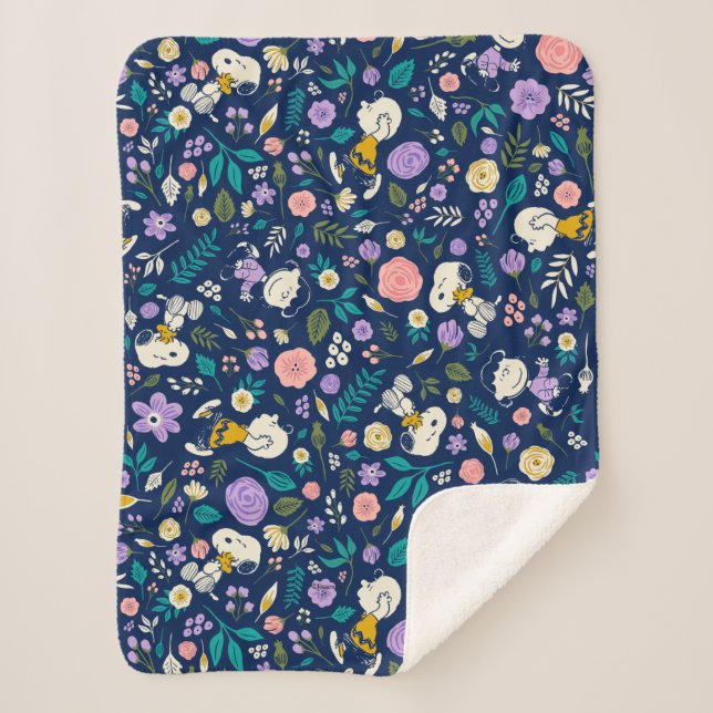 Cobertor Sherpa Peanuts In Bloom Pattern (Frente)