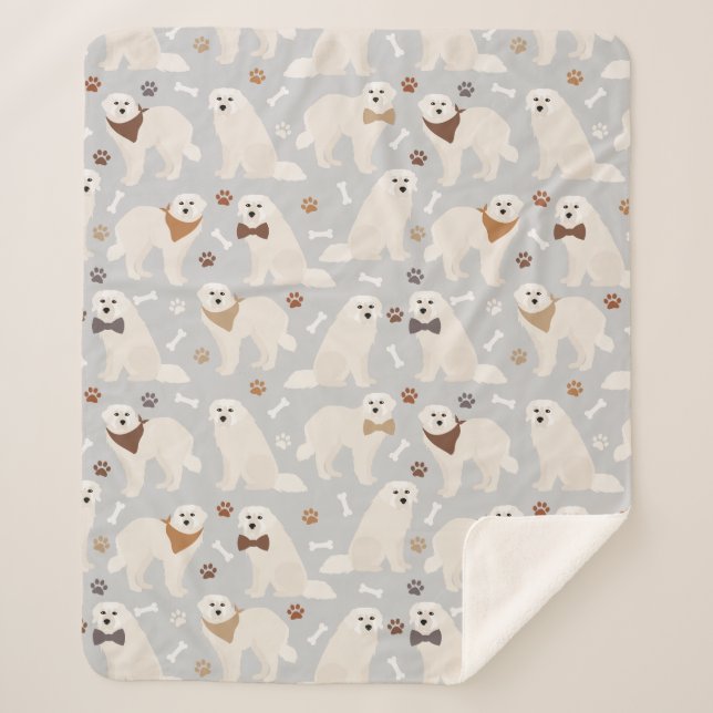 Cobertor Sherpa Peças Pirenéus excelentes e Ossos Sherpa Blanket (Frente)