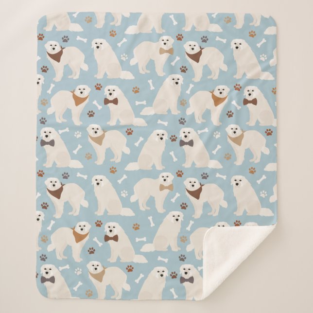 Cobertor Sherpa Peças Pirenéus excelentes e Ossos Sherpa Blanket (Frente)