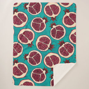 Cobertor Sherpa Pedaços de romã em turquesa