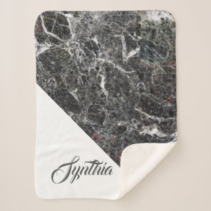Cobertor Sherpa Pedra da Mármore das Cinzas Escuras