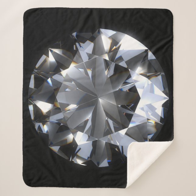 Cobertor Sherpa Pedra de diamante: faísca do espaço negro. (Frente)