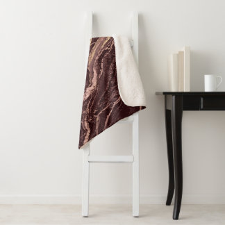 Cobertor Sherpa Pedra Mármore Borgonha Luxo Elegante Simples Moder