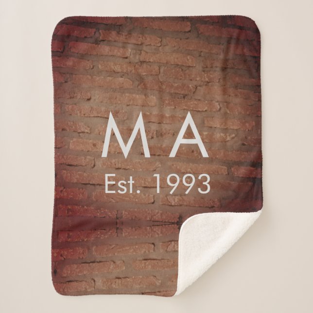 Cobertor Sherpa Pedra russa castanha adiciona nome carta data ano (Frente)