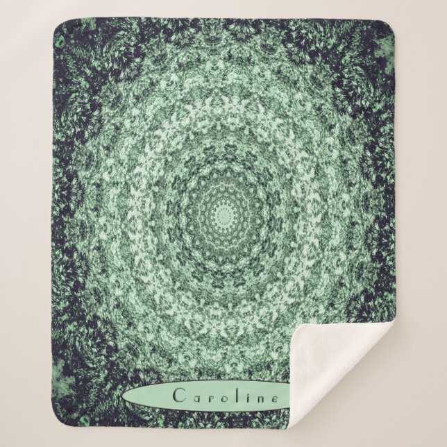 Cobertor Sherpa Pedra Verde Personalizada Mandala (Frente)