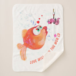 Cobertor Sherpa Peixe engraçado e verme Caroon Baby Sherpa Blanket