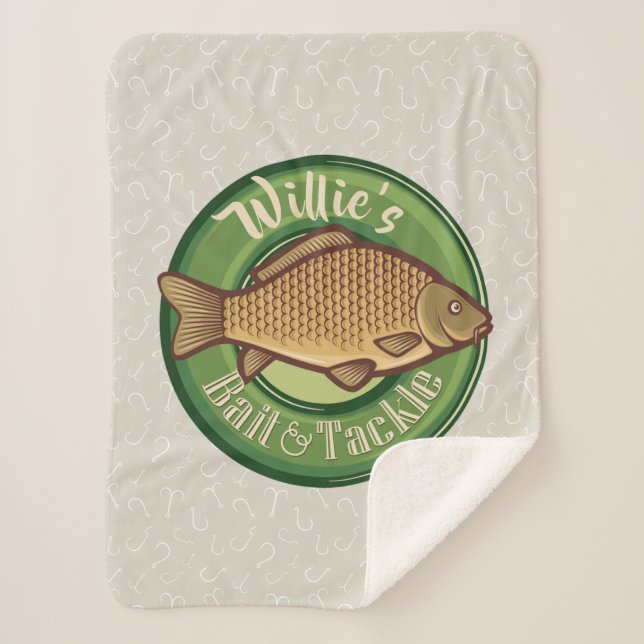 Cobertor Sherpa Peixe personalizado e Compre-se à pesca (Frente)