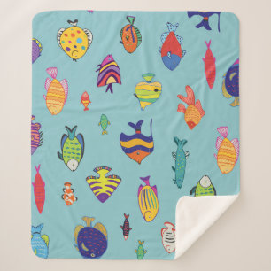 Cobertor Sherpa Peixes tropicais, padrão de linha de colheita