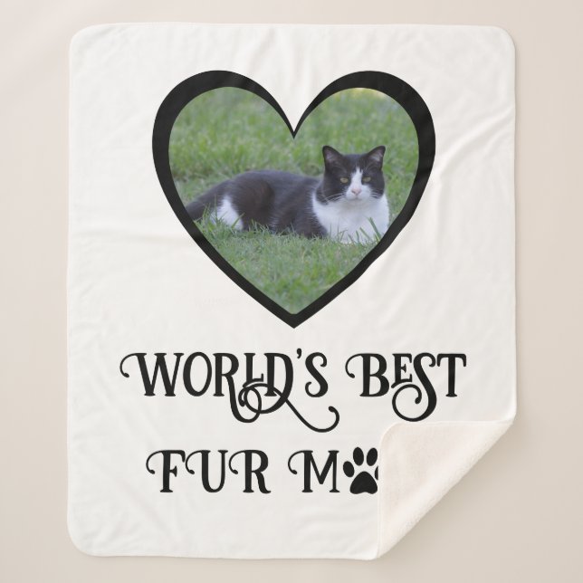 Cobertor Sherpa Peles, mãe, foto de gato (Frente)