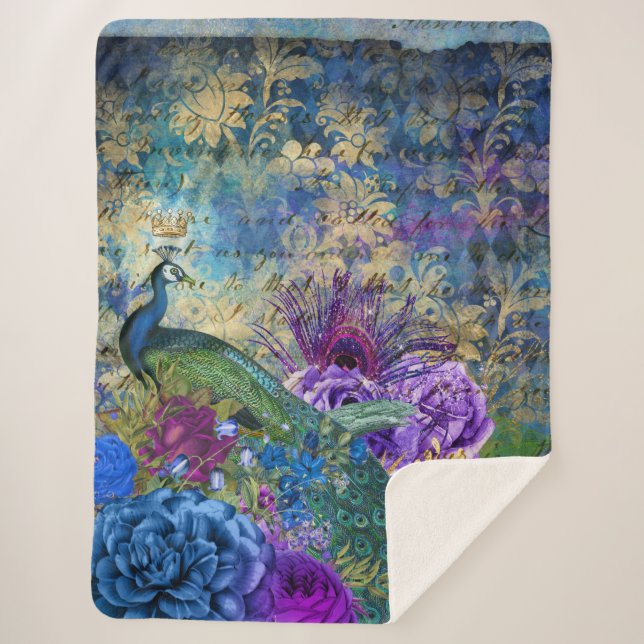 Cobertor Sherpa Penas de Pancos Pavões Trendy Blanket (Frente)