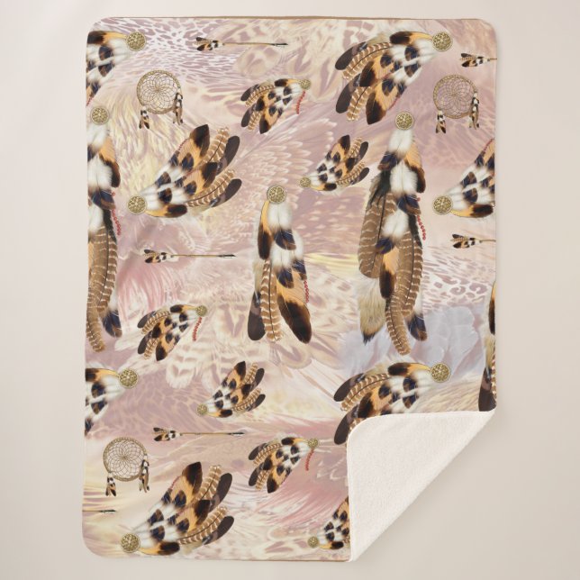 Cobertor Sherpa Penas de pelicano marrom ou falcão (Frente)