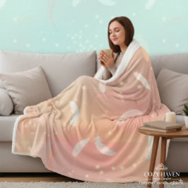 Cobertor Sherpa Penas Macias em Pastel | Rosa Romântico e Dourado 