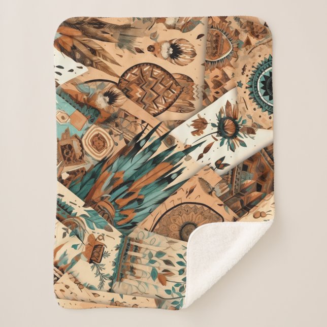 Cobertor Sherpa Penas Tribais Aztec Sudoeste (Frente)