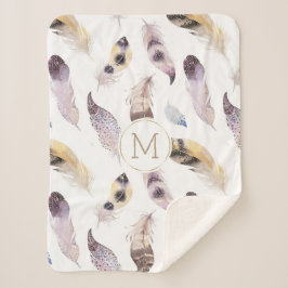 Cobertor Sherpa Penas tribais passas aquarelas pastosas