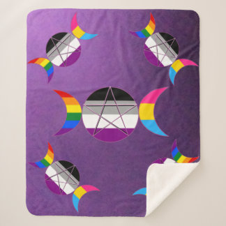 Cobertor Sherpa Pentáculo orgulho gay Triplo de Deusa