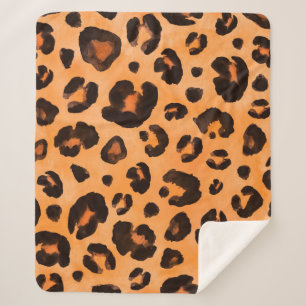 Cobertor Sherpa Pente-leopardo amarelo-alaranjado sem costura