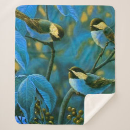 Cobertor Sherpa Pequenas aves amarelas azuis