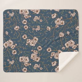 Cobertor Sherpa Pequenas flores padrão azul claro