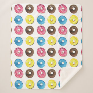 Cobertor Sherpa Pequenas rosquinhas de aquarela, padrão uniforme.