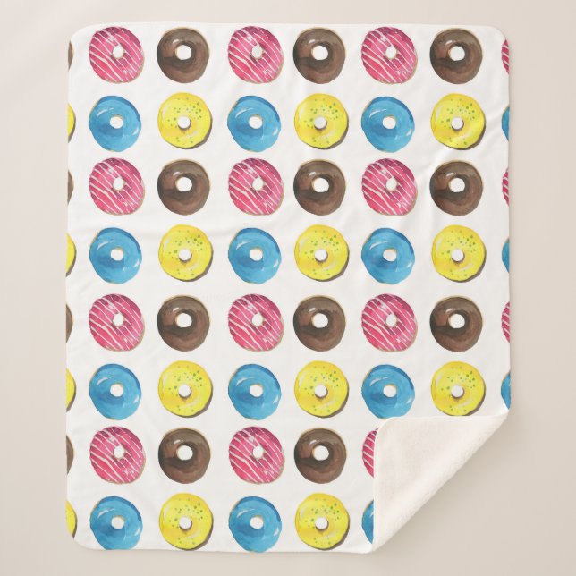 Cobertor Sherpa Pequenas rosquinhas de aquarela, padrão uniforme. (Frente)