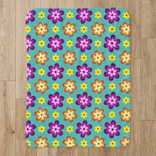 Cobertor Sherpa Pequeno de Flores Coloridas e Fofo