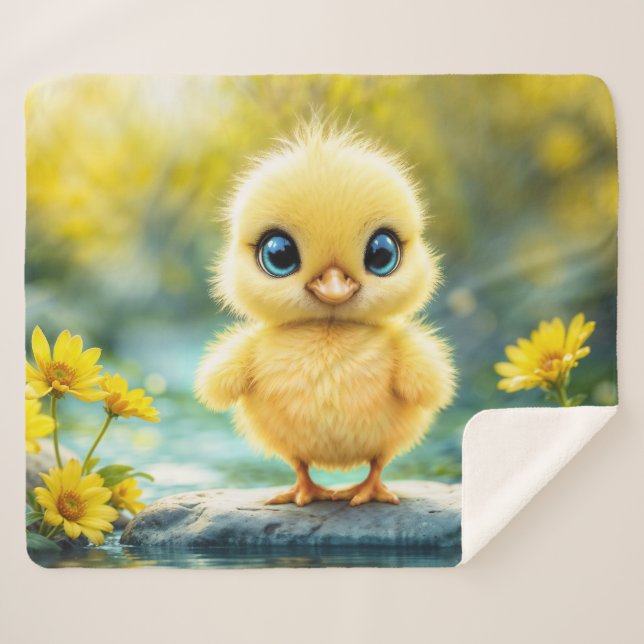 Cobertor Sherpa Pequeno pintinho amarelo sonho ouro luz natureza (Frente (Horizontal))